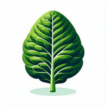 Vector illustration of fresh green lettuce leaf isolated on white background. Vegetable icon.のイラスト素材