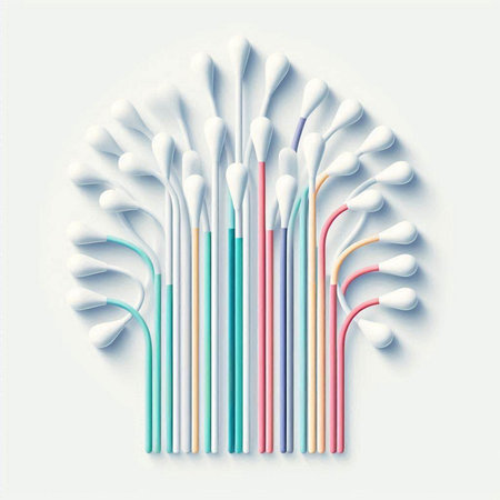 Cotton swabs and cotton buds on white background. Vector illustration.のイラスト素材