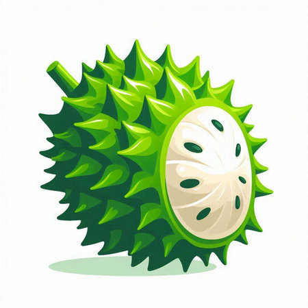 Vector illustration of ripe durian on white background. Exotic fruit.のイラスト素材