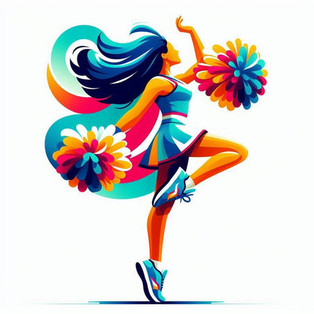 Beautiful girl dancing with flowers. Vector illustration for your design.のイラスト素材