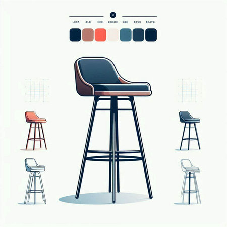 Modern bar stool with chairs. Vector illustration in a flat style.のイラスト素材