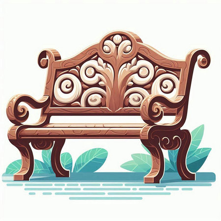 Wooden bench in the park. Vector illustration on white background.のイラスト素材