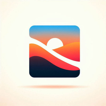 abstract icon with waves in the form of a square on a light backgroundのイラスト素材