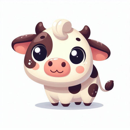 Cute cartoon cow. Vector illustration isolated on a white background.のイラスト素材