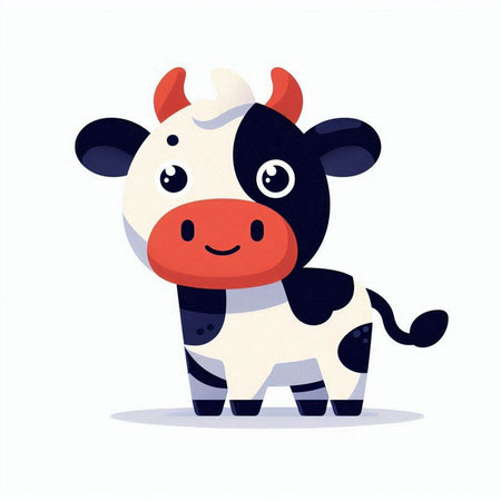 Cute cartoon cow. Isolated on white background. Vector illustration.のイラスト素材