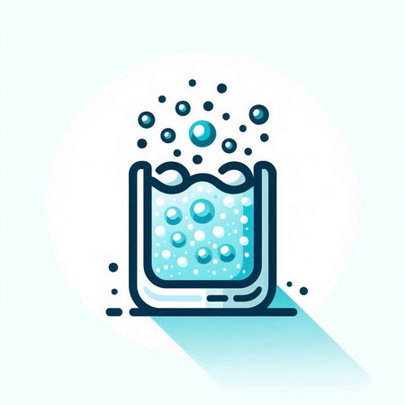 Glass of water with bubbles. Vector illustration in flat linear style.のイラスト素材