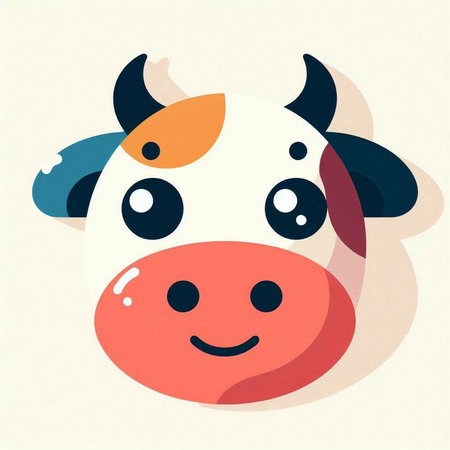 Cute cartoon cow in retro style. Vector illustration for your designのイラスト素材