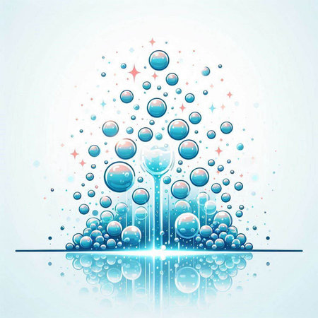 abstract christmas tree with bubbles on light blue background vector illustrationのイラスト素材