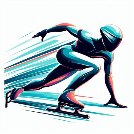 Speed skating. Vector illustration of the figure skater. Sport backgroundのイラスト素材