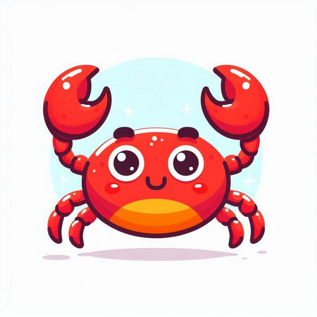 Cute cartoon red crab isolated on white background. Vector illustration.のイラスト素材