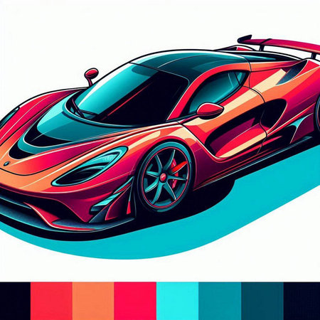 Sport car on a colorful background. Vector illustration. Eps 10.のイラスト素材