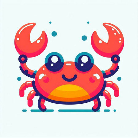 Cute cartoon crab. Vector illustration of a sea animal character.のイラスト素材