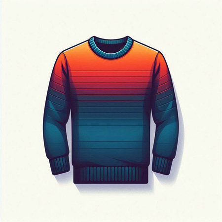 Men's sweater in red and blue colors on a white background.のイラスト素材