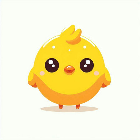 Cute little yellow chicken isolated on white background. Vector illustration.のイラスト素材