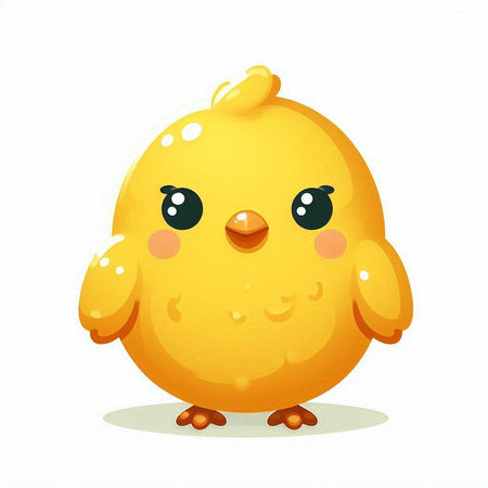Cute yellow chick isolated on white background. Vector illustration. Cartoon style.のイラスト素材