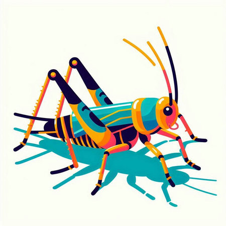 Illustration of grasshopper on white background. Vector illustration.のイラスト素材