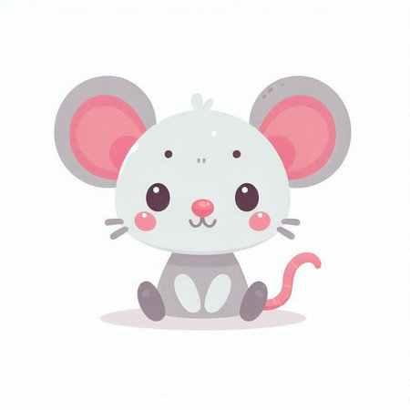 Cute cartoon mouse. Vector illustration. Isolated on white background.のイラスト素材