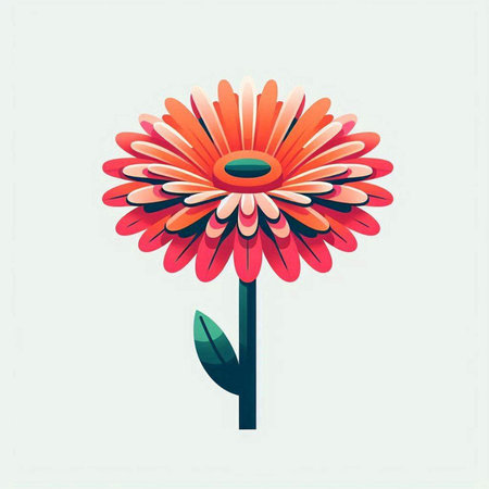 Vector illustration of a gerbera flower on a white background.のイラスト素材
