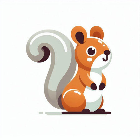 Cute cartoon squirrel. Vector illustration isolated on a white background.のイラスト素材