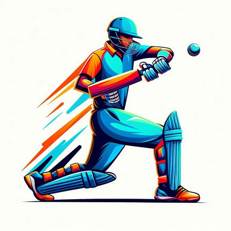 Cricket player batsman in action cartoon vector illustration graphic designのイラスト素材