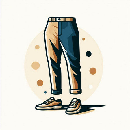 Vector illustration of men's jeans in a flat style. Vector illustration.のイラスト素材