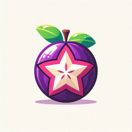 Illustration of a purple plum with a star in the middle.のイラスト素材