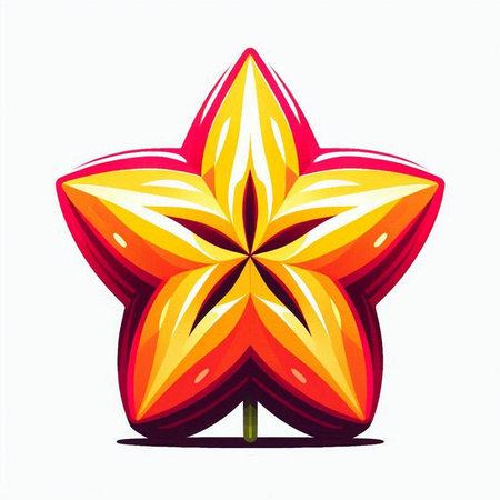 Illustration of a star fruit on a white background. Vector illustration.のイラスト素材