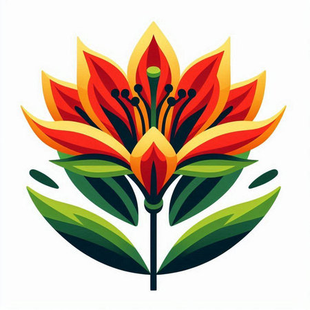 Flower in the style of a stained glass window on a white backgroundのイラスト素材