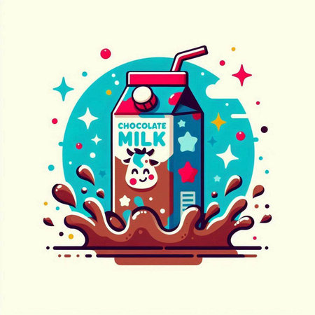 Illustration of a bottle of milkshake with a milk splashのイラスト素材