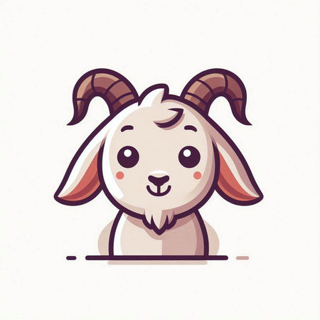Cute cartoon goat. Vector illustration. Isolated on white background.のイラスト素材