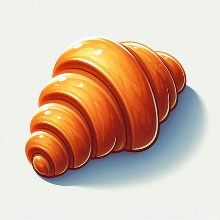Illustration of a brown croissant on a white background.のイラスト素材
