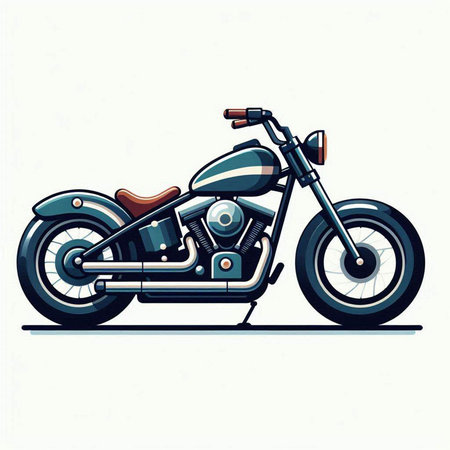 illustration of a vintage chopper motorcycle on a white background.のイラスト素材