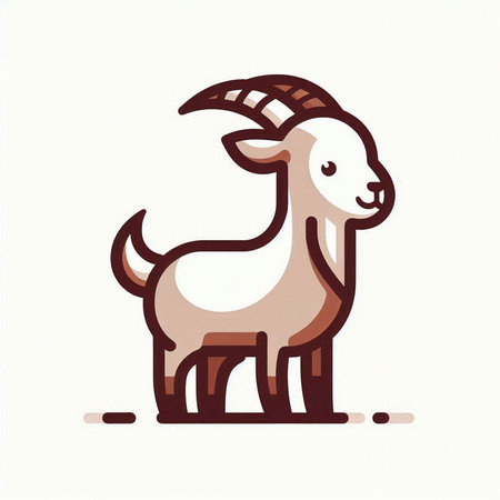 Goat doodle vector illustration. Hand drawn cartoon animal.のイラスト素材
