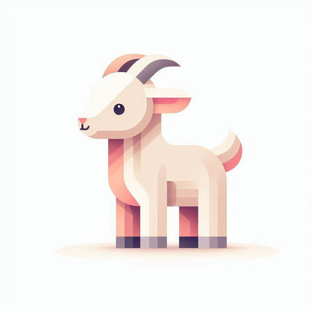 Cute goat isolated on a white background. Cartoon style. Vector illustration.のイラスト素材