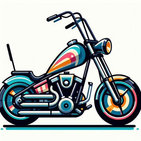 Vector illustration of a chopper motorcycle. Motorcycle vector illustration.のイラスト素材