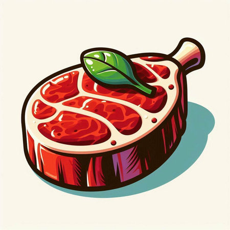 Steak on a cutting board, sketch for your design. Vector illustrationのイラスト素材