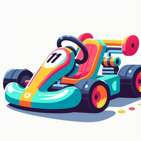 Cartoon toy car on wheels. Vector illustration on white background.のイラスト素材