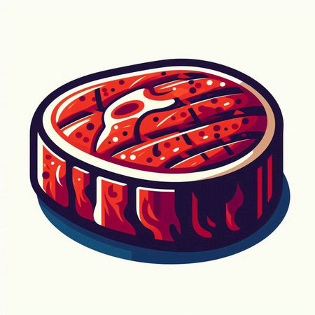 Steak vector illustration in isometric style. Steak icon.のイラスト素材