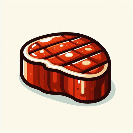 Illustration of a piece of beef steak on a light background.のイラスト素材
