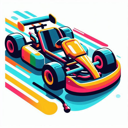 illustration of a racing car on a white background in isometric styleのイラスト素材