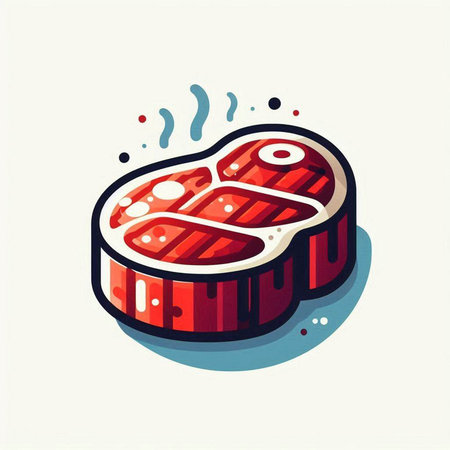 Steak icon. Japanese cuisine. Vector illustration in cartoon style.のイラスト素材