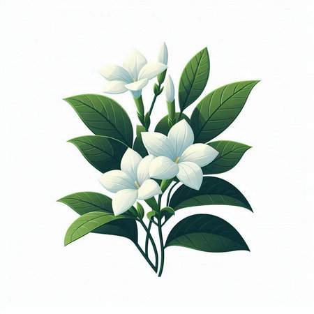 Illustration of a bouquet of white flowers on a white backgroundのイラスト素材