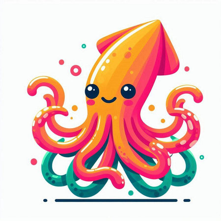 Cute cartoon octopus. Vector illustration isolated on white background.のイラスト素材