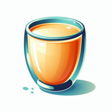 Vector illustration of a glass of orange juice on a white background.のイラスト素材