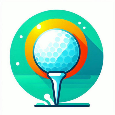 Golf ball on tee icon. Flat design style. Vector illustration.のイラスト素材