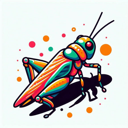 Colorful grasshopper isolated on white background. Vector illustration.のイラスト素材