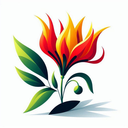 Flower with leafs on a white background. Vector illustration.のイラスト素材