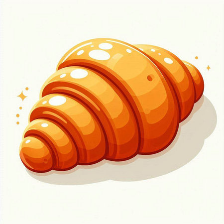 Illustration of a cartoon croissant on a white background.のイラスト素材