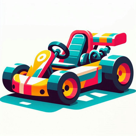 Colorful toy car isolated on a white background. Vector illustration.のイラスト素材