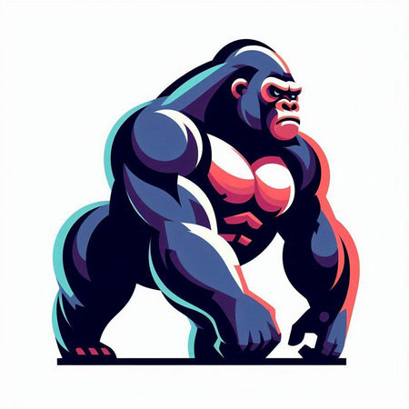 Gorilla. Vector illustration of a strong gorilla with a big muscles.のイラスト素材